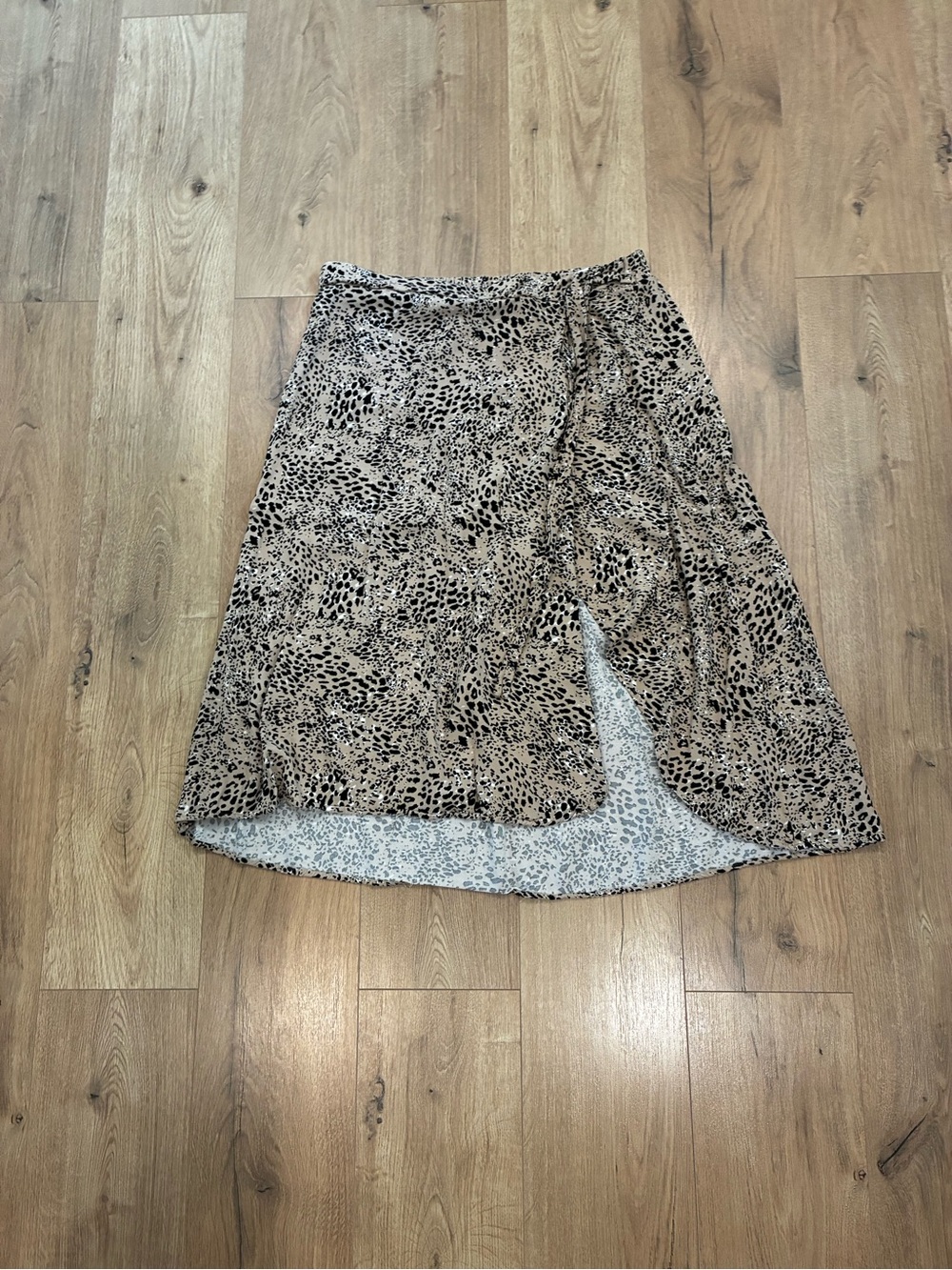 Maurices Beige and Black Animal Print High-Low Wrap Skirt - Picture 1 of 6
